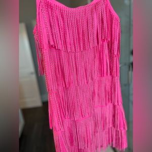 Taylor Swift concert Hot pink fringe stud dress